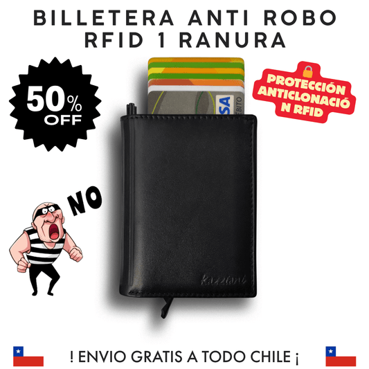BILLETERA ANTI ROBO NEGRO 1 RANURA