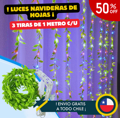LUCES DE NAVIDAD DE HOJAS - MULTICOLOR Y AMARILLO CALIDO .