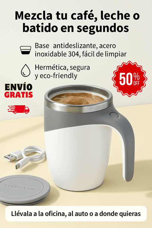 TAZA BATIDORA AUTOMATICA COLOR CAFE